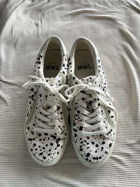 Madewell Sidewalk Low-Top Sneakers in Spatter-Painted Calf Hair Size 9M